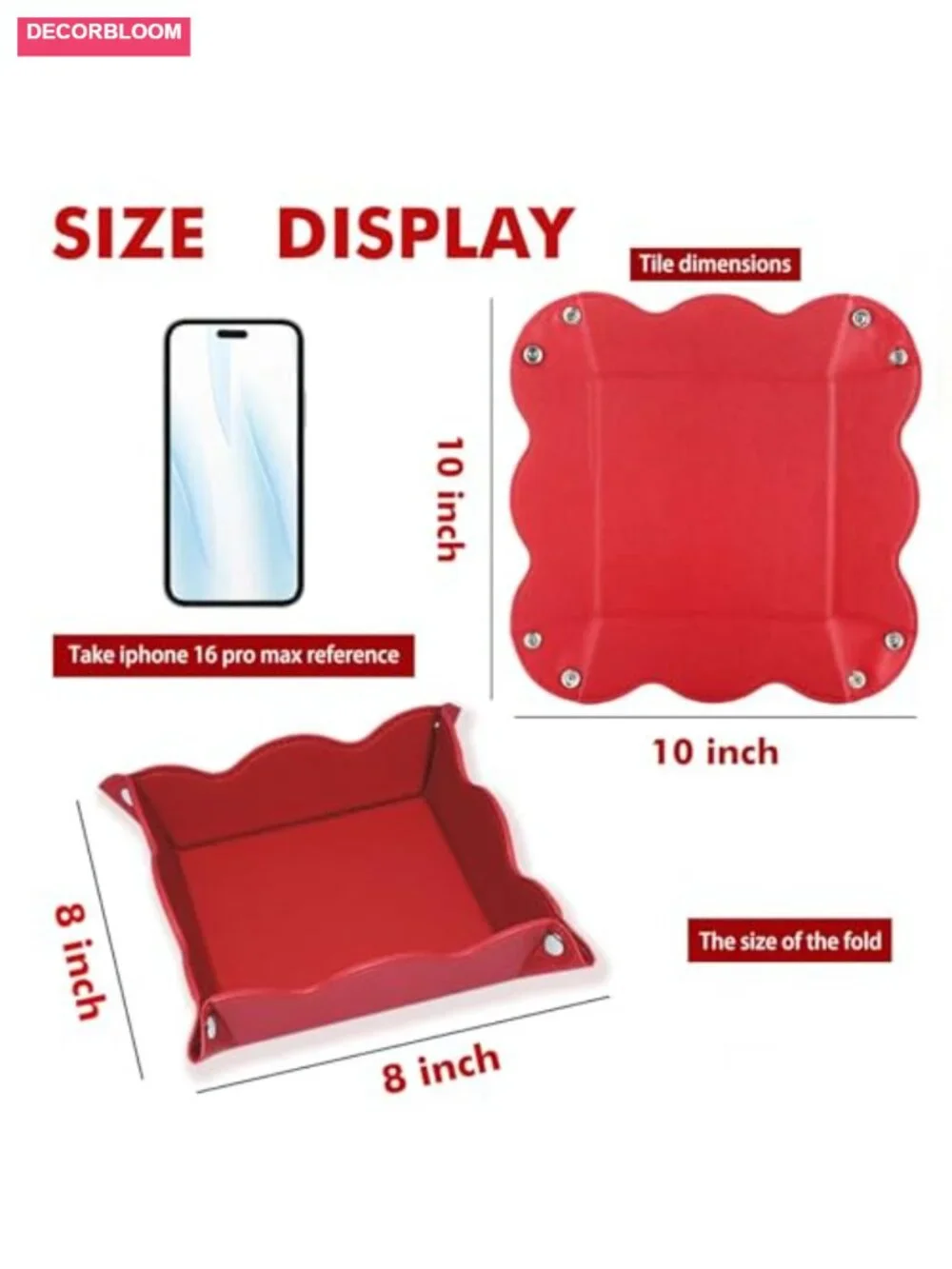2 Pack PU Leather Valet Tray Catchall Organizer Desk Bedside Storage for Keys